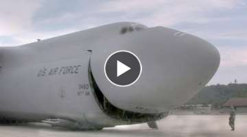 C-5 Galaxy Cargo Unloading And Taking Off